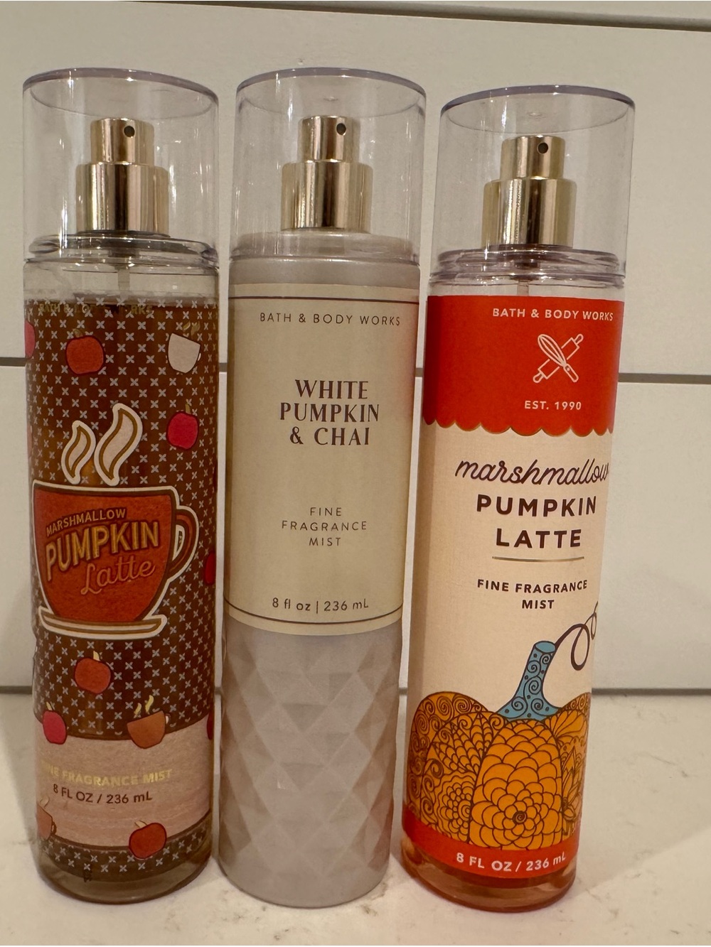 Bath & Body Works Fall Fragrance Body Mist Bundle Pumpkin, Marshmallow and Chai